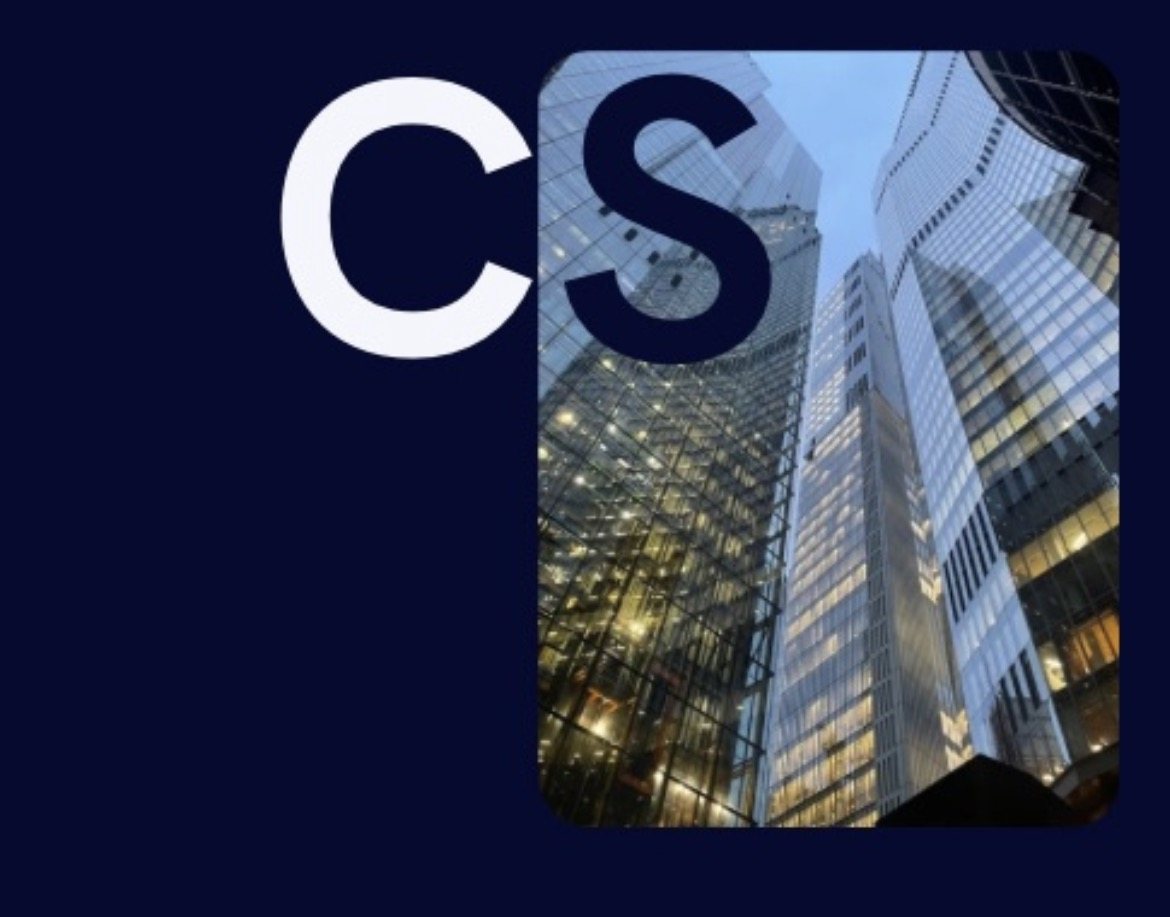 Commercial Synopsis logo: a white C and navy S over City of London towers